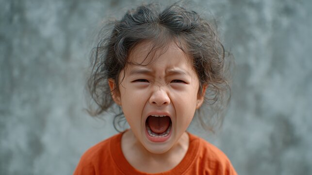 A young child expressing intense emotion by screaming, highlighting the power of childhood feelings.