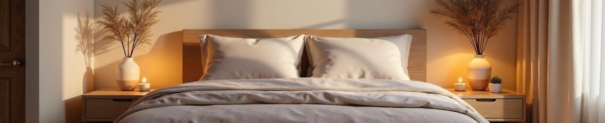 Serene Bedroom Sanctuary Soft Lighting, Calming Colors Create a Peaceful Atmosphere Ideal for Relaxation and Meditation