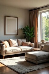 Sunlit Living Room Cozy & Inviting Space for Relaxation and Family Time
