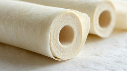 Rolled beige paper texture with subtle shadows and gentle creases. Natural, warm-toned background ideal for design, art projects, or presentations. Soft light highlights the paper’s tactile surface.

