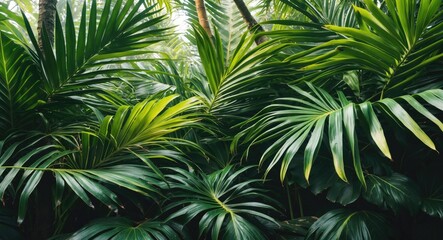 Tropical Jungle Palm Leaves with Empty Copy Space for Text