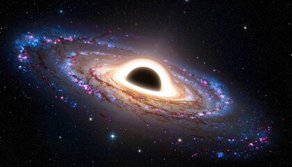 Supermassive Black Hole in Spiral Galaxy with Glowing Accretion Disk