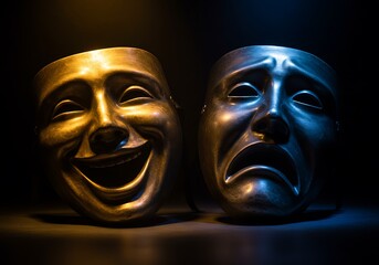 Emotional theater masks symbolizing drama