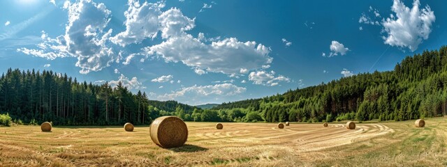 Hay Bales in a Sunlit Field