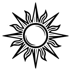 Bright sun icon with rays radiating outward in a bold design