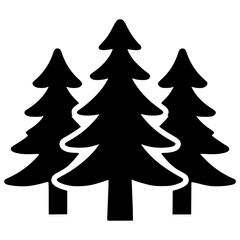Obraz premium Forest silhouette icon depicting three tall pine trees