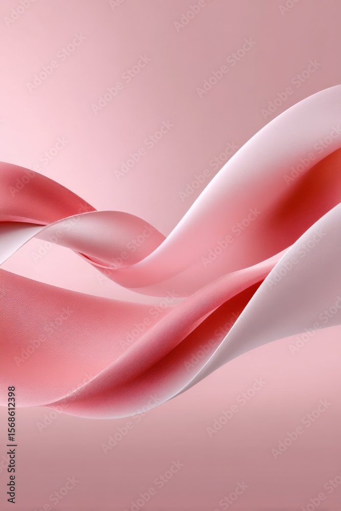 Aufkleber Elegant abstract flowing fabric with smooth curves and soft pink gradient background artistic design for fashion and textile concepts