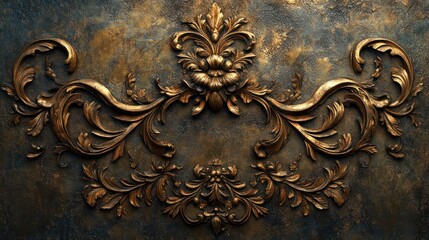 Luxurious baroque style ornamentation on a textured antique wall surface