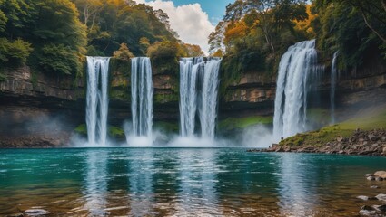 Obraz premium Beautiful waterfalls at Waterfall, stunning and natural.