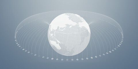 地球、グローバル、ネットワーク、衛星、通信、未来、国際、海外、科学、研究、実験、宇宙、開発、データ、グレー、サイバー、インターネット、オンライン、web、社会、政治、経済、地政学、図解、インフォグラフィック、テクノロジー、テック、情報、世界地図、マップ、観光、旅行、モノトーン、教育、ネット、太平洋、TPP、イラスト、横長、バナー、コピースペース、広告、イメージ、コンセプト、ビジュアル、デザイン、背