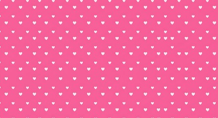 Pink seamless pattern with small white hearts