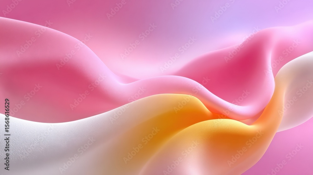 Poster Abstract smooth flowing pastel colored background with soft gradients and gentle curves ideal for artistic, design, or creative projects