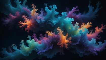 Vibrant Abstract Ink Cloud Formation Colorful Swirls and Hues