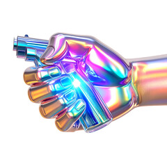 Colorful robotic hand pointing futuristic technology illustration