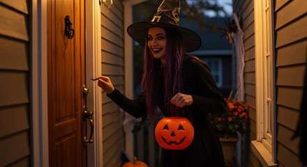 person dressed up for halloween asking for candy