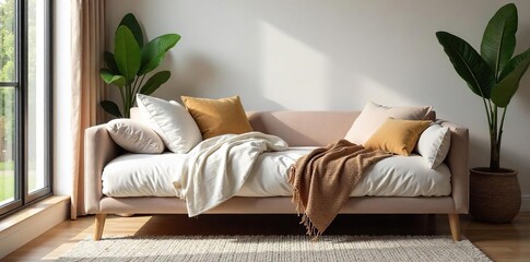 Relax and Unwind in a Plush Transitional Daybed Cozy Living Room Interior