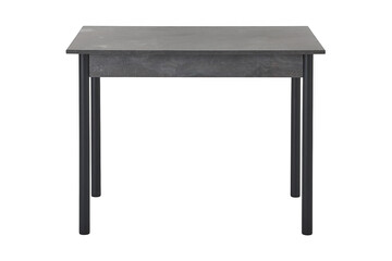 Minimalist black metal table with rectangular design and four legs on transparent background
