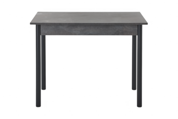 Minimalist black metal table with rectangular design and four legs on transparent background