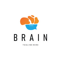 brain logo concept design with simple minimalist stone design as a symbol illustration template