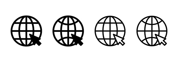 Web icon logo design. go to web sign and symbol. web click icon. Global search icon
