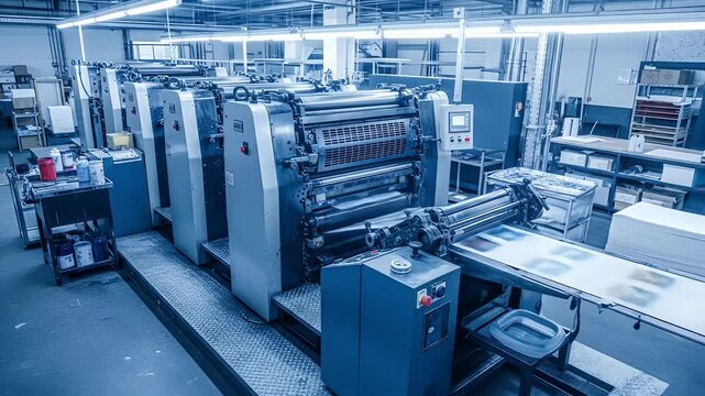 Operating Printing Press in Factory Industrial Setting Equipment