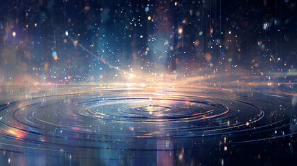 Celestial Resonance: Golden Light on Reflective Ripples