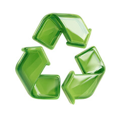 Recycle Symbol 3D Icon in Cartoon Plastic Style - Minimalist red recycle logo on transparent background

