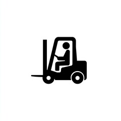 Naklejka premium Black and White Forklift Operator Icon