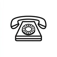 Black and White Outline Rotary Phone Icon