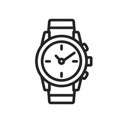 Black And White Outline Wristwatch Illustration