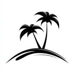 Black And White Palm Trees Silhouette Illustration