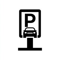 Black And White Parking Sign Icon