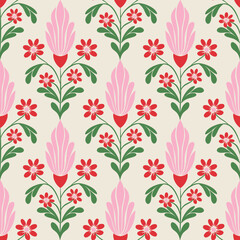 Boho colorful Abstract flower,tropical flower leaf ogee shape seamless pattern,fashion beach print,Hawaiian design.Nature flora background,illustration for textile,fabric,cloth,wallpaper,blanket.