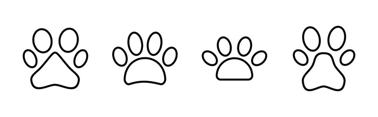 Paw icon set. paw print icon vector. dog or cat paw