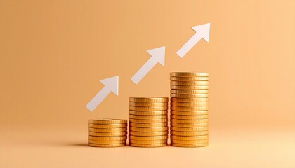 golden crypto coins (BTC, ETH, SOL) with profit chart overlay and candlestic