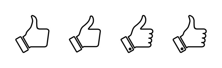Obraz premium Thumbs up icon set. Hand like. Like icon vector.