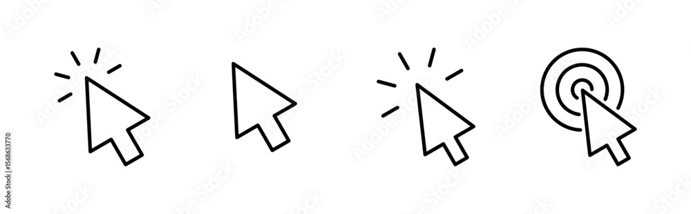 Poster click icon set. pointer arrow icon. cursor icon vector