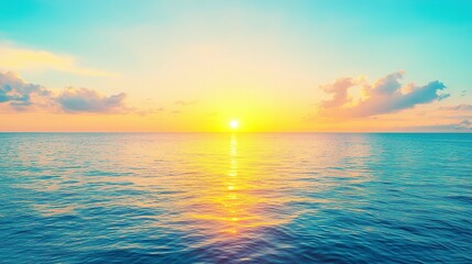 Obraz premium Serene sunset over tranquil ocean waters.