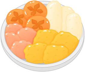 Traditional Korean Snacks Set_한과 세트_Traditional Korean Confectionery Illustration

