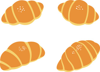 Editable Vector Illustration Set of Four Fresh Salt Bread Icons for Bakery Branding and Food Infographic