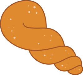 Flat Vector Illustration of Sweet Twisted Doughnut Bread for Bakery, Cafe Menu and Snack Packaging Design Template