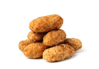 Tasty fried golden croquettes isolated on white