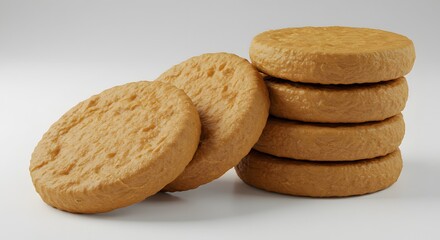 Stack of Vegan Cheese Rounds on White Background