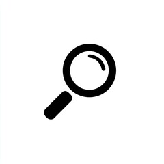 Black Magnifying Glass Icon on White Background