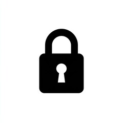 Black Padlock Icon on White Background