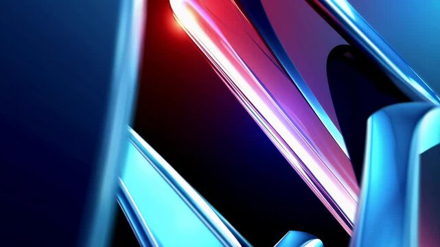 The gradient background is blue and red, with light and shadow on the left side of the screen. The lines in front have an abstract shape giving it a serse of technology