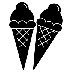 Ice Cream Cone Icons Silhouette Vector: Sweet and Minimalist Dessert Designs for Creative Projects
