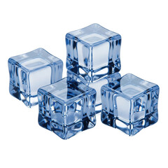 Fototapeta premium A collection of transparent ice cubes with a cool blue tint, ideal for illustrating cold drinks, refreshment, or chilling concepts.