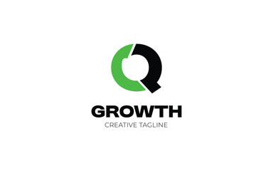 Fototapeta premium Letter Q with arrow up growth logo design for your business