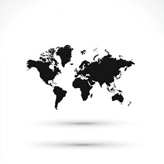 Obraz premium Black World Map Illustration on White Background